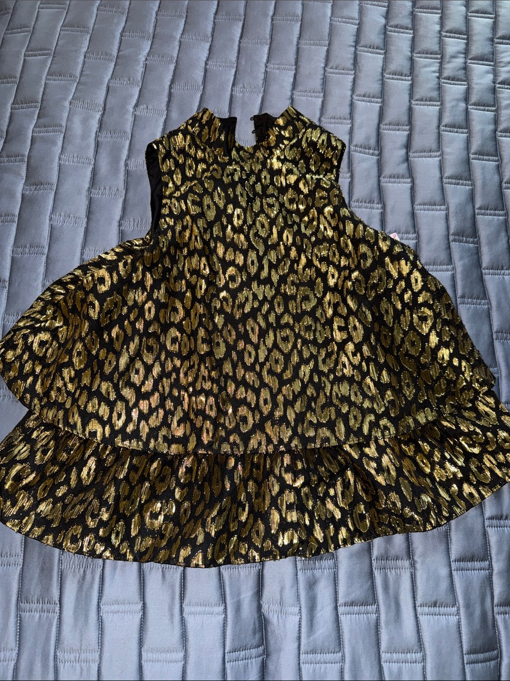 Gold Metallic Leopard Print Girls' Costume Dress